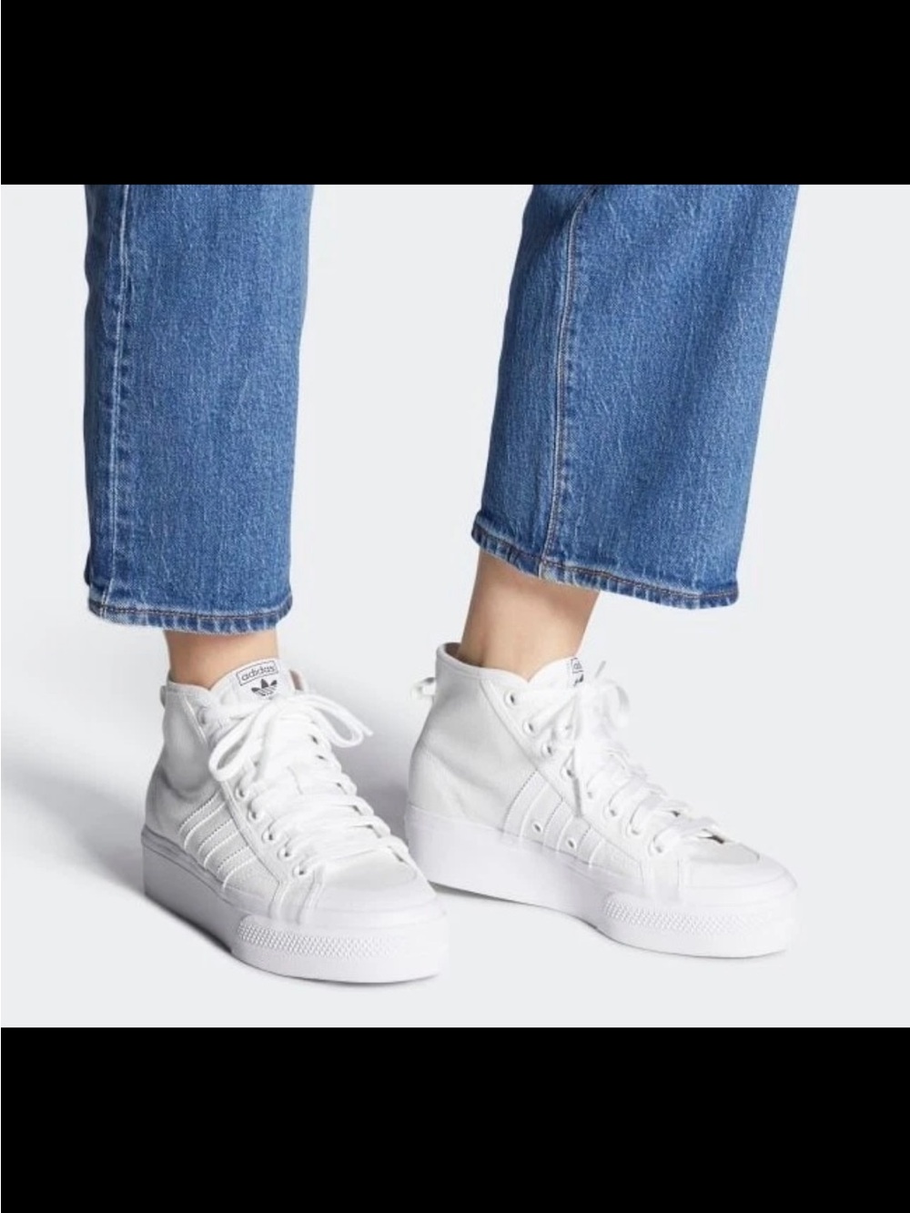 Adidas Nizza White High-Top Canvas Women's Sneakers Platform 11